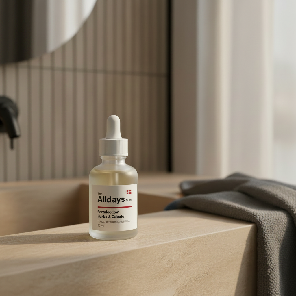 Sérum Fortalecedor Barba & Cabelo — The Alldays Man bathroom lifestyle
